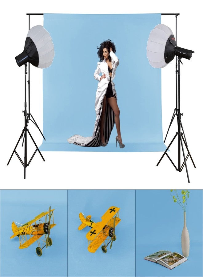 Joccun 5X7FT Light Blue Backdrop Background for Photography,Polyester Backdrop Curtain Background Screen for Photography,Photoshoot,Video Recording,Studio, Minimum Fit Stand Width of 7FT - Image 4
