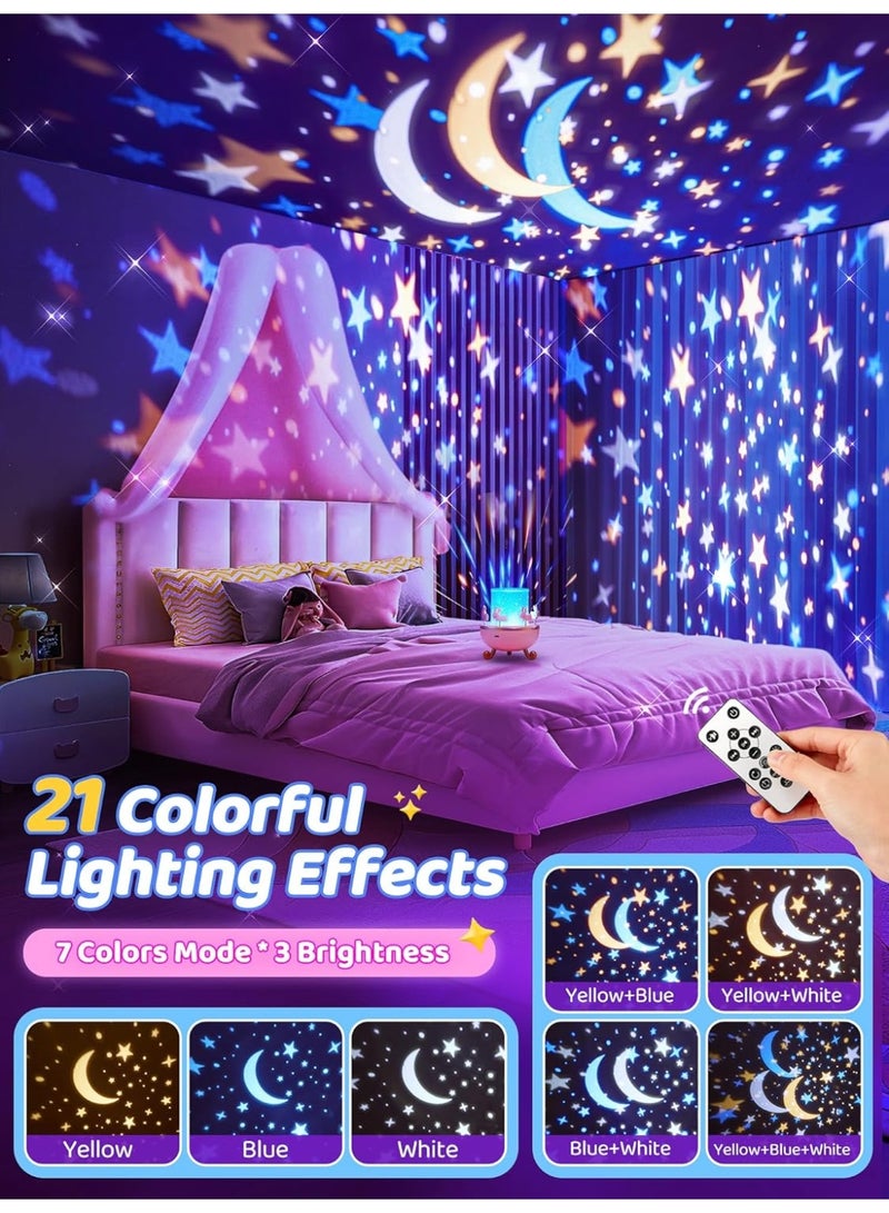 جهاز عرض ضوء ليلي دوّار للأطفال بتصميم الكاروسيل، مزود بـ 15 موسيقى و15 فيلم و315 نمط إضاءة، إضاءة نجوم وسقف دوارة 360 درجة مع ريموت و مؤقت، بطارية قابلة للشحن 1200 مللي أمبير، مصباح نجوم وغرفة نوم للأطفال، ألعاب يونيكورن للبنات، مصباح ليلي للأطفال يساعد على النوم، مثالي للهدايا والمناسبات وأعياد الميلاد - Image 5