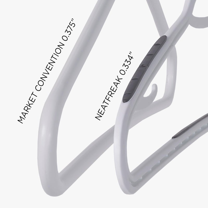 Neatfreak Slim Non Slip Hangers - Space Saving Hangers for Clothes with Lingerie Hooks and Pants Accessories Bar - Patented W Frame White Plastic (40) - Image 3