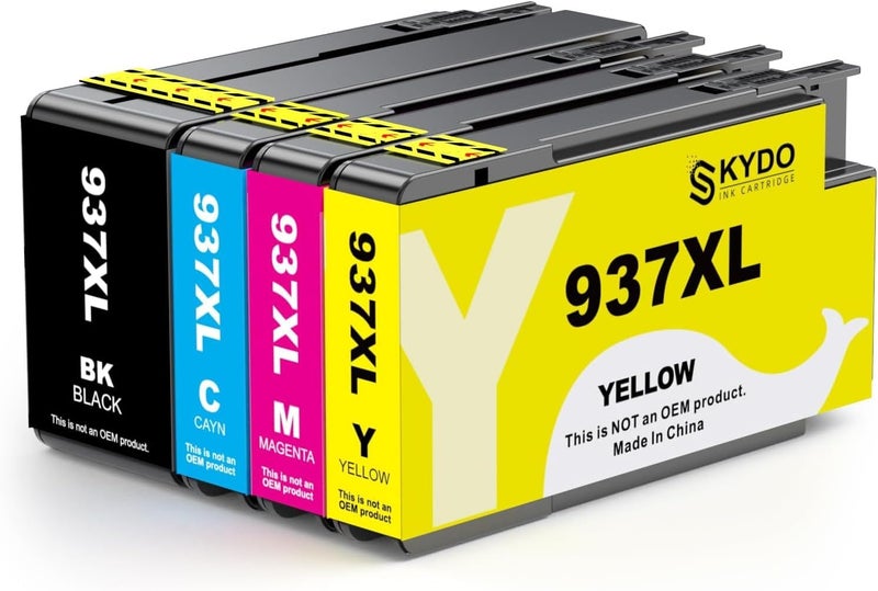 Skydo 937XL Cartridges Compatible with HP 937e 937XL 937 Printer Cartridges for HP Officejet Pro 9130b 9110b 9720b 9130 9720 9730 Printer (Pack of 4) - Image 1