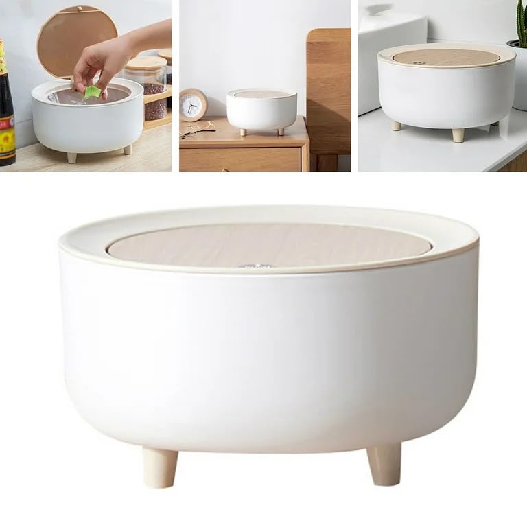 EVVIX Mini Dustbin Plastic Waste Storage Garbage Mini Waste Bin Disposal Dustbin Small Trash bin Can Waster Bin for Office Desk Kitchen Bedroom WHITE Square - Image 1
