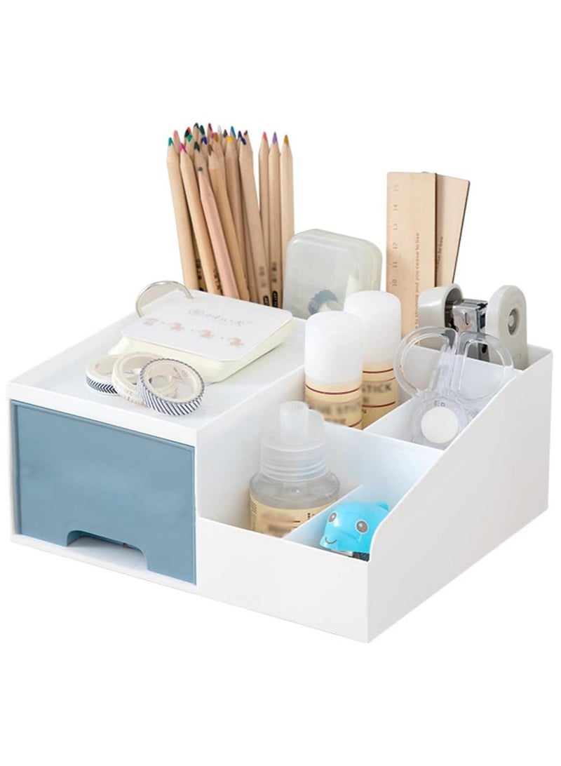 Alissa Makeup Capacity Cosmetic Storage Box Skin Care Organizer Jewelry,Makeup, Brushes, Lipsticks, Nail Polish Container,Desktop Dresser Sundries Storage Box (Blue) 