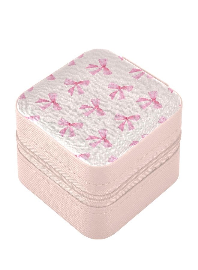 Burbuja Cute Bow Jewelry Box Mini Travel Jewelry Case for Women Girls, Jewelry Case Jewelry Organizer for Earrings Ring Necklaces Bracelets - Image 3