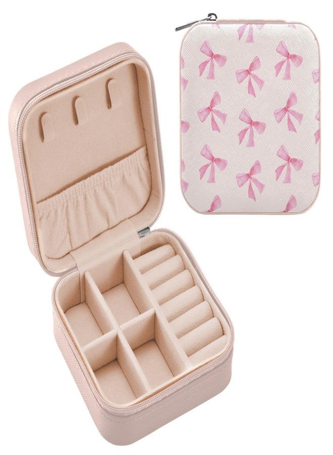 Burbuja Cute Bow Jewelry Box Mini Travel Jewelry Case for Women Girls, Jewelry Case Jewelry Organizer for Earrings Ring Necklaces Bracelets - Image 2