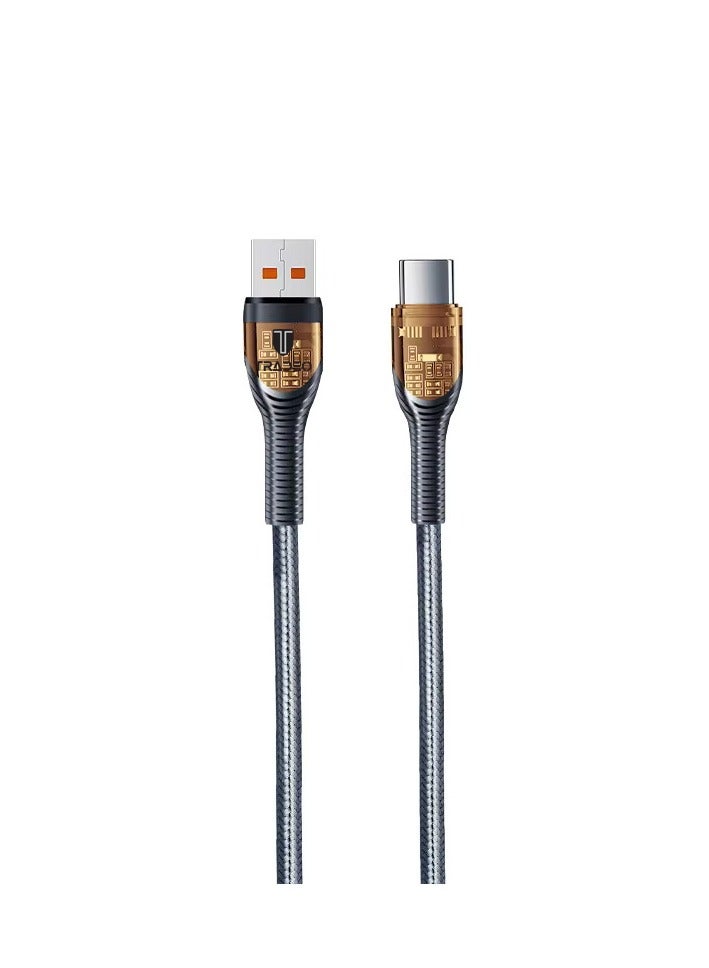 Tradeo 12-24V Transparent Fast Charger Data Cable 5V 3A Fast charging Length1m, OD- 3.5 mm Material Nylon Braided + Alu, Certificate -CE, Rohs, FCC chargers for iphone USB Cable. (USB- C) - Image 4