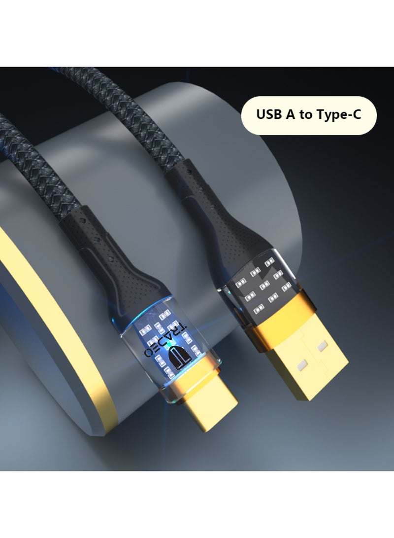 Tradeo 12-24V Transparent Fast Charger Data Cable 5V 3A Fast charging Length1m, OD- 3.5 mm Material Nylon Braided + Alu, Certificate -CE, Rohs, FCC chargers for iphone USB Cable. (USB- C) - Image 5
