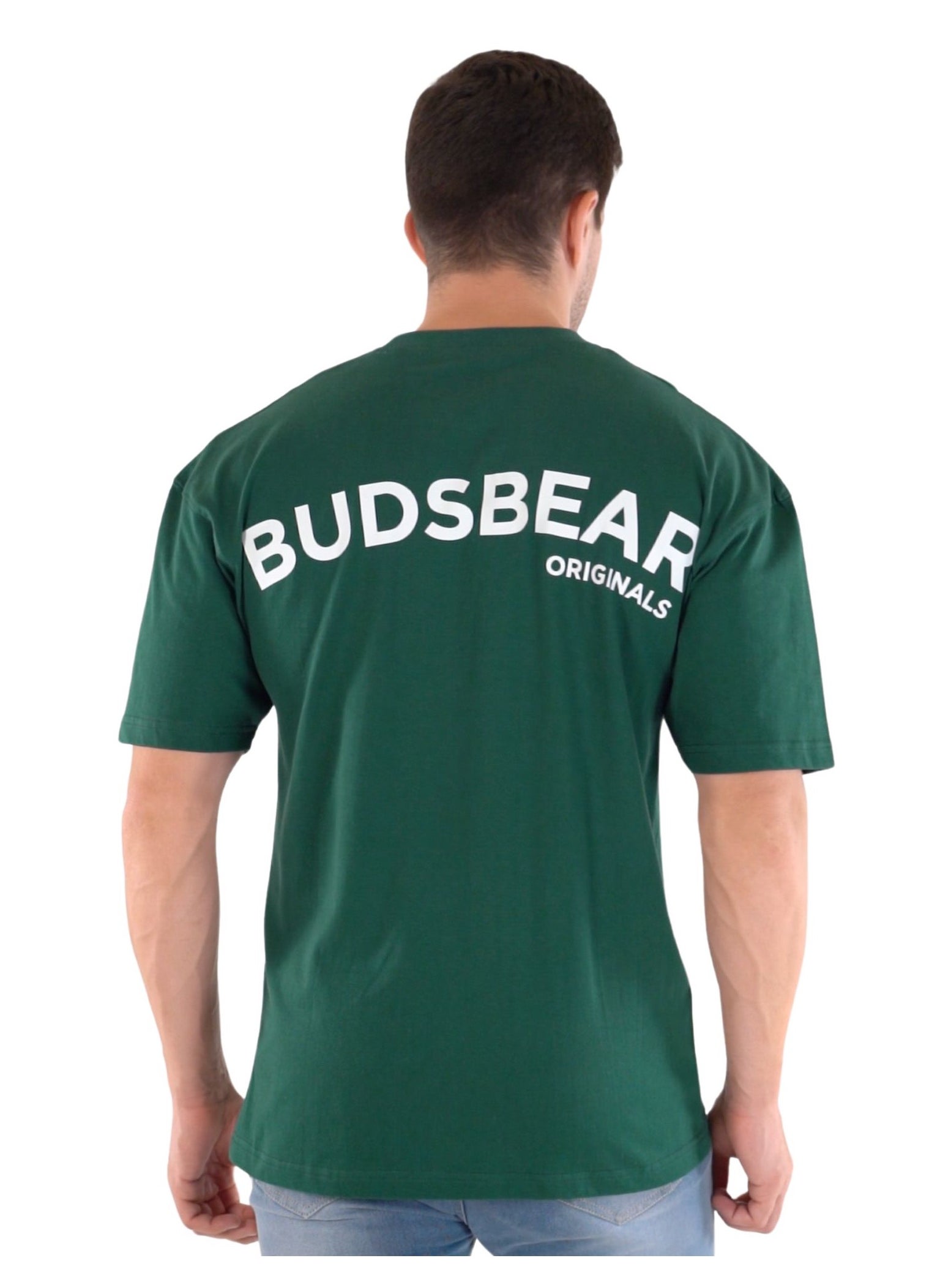 Budsbear Oversized-Fit Cotton T-Shirt with Graphic Printed Budsbear Originals Artwork 