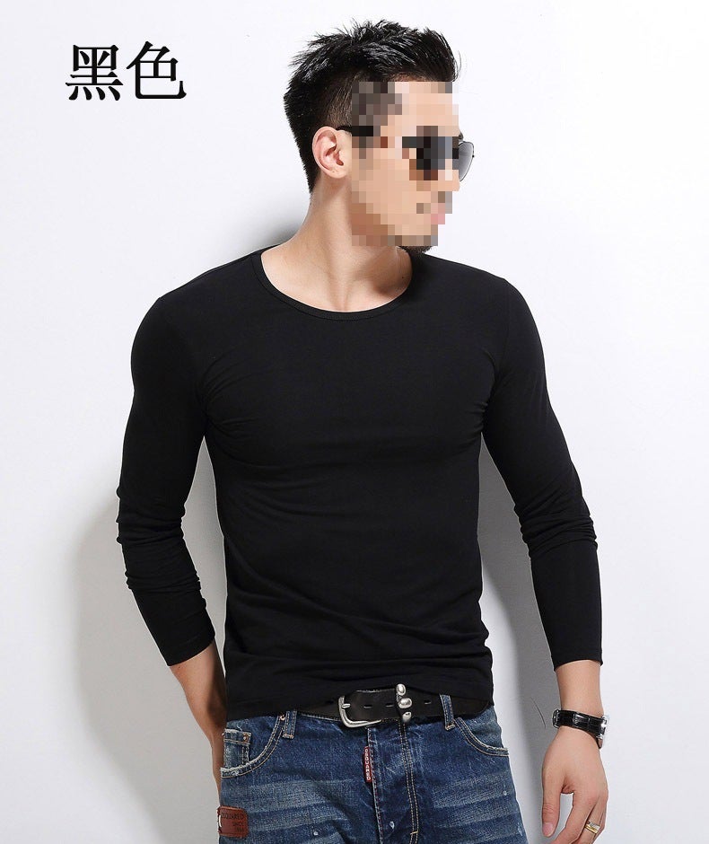 2023 New Men'S Base Layer Shirt Men'S T-Shirt Long-Sleeved Slim Pure Color Pullover Inner Wear Manufacturer - Image 1