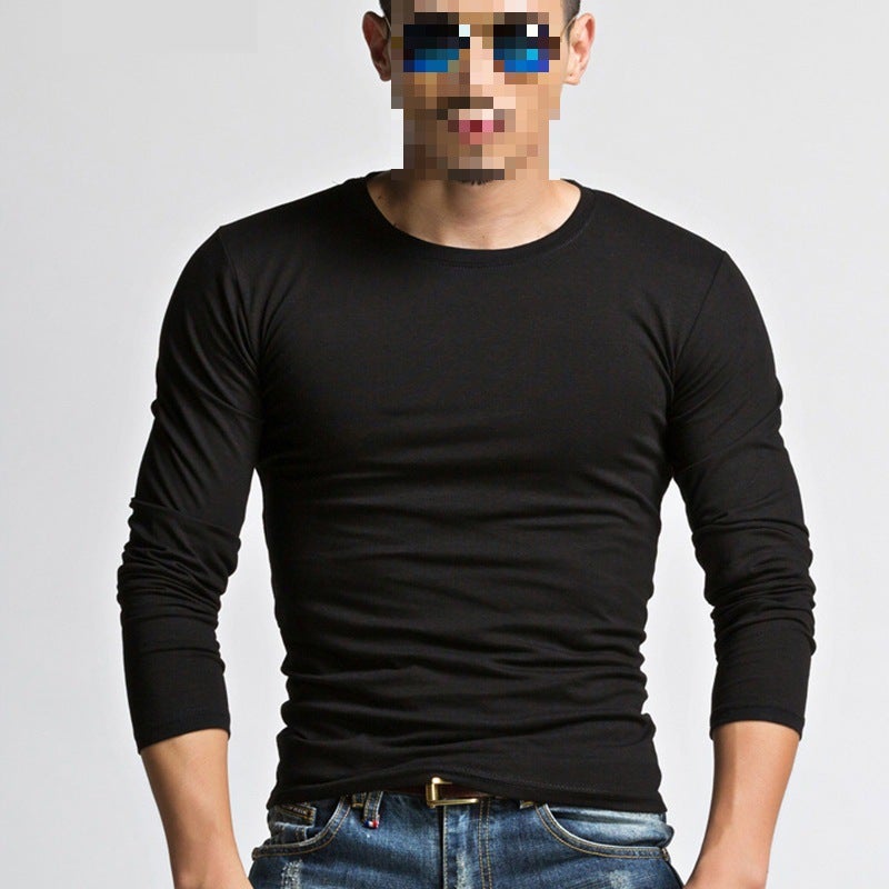 2023 New Men'S Base Layer Shirt Men'S T-Shirt Long-Sleeved Slim Pure Color Pullover Inner Wear Manufacturer - Image 2