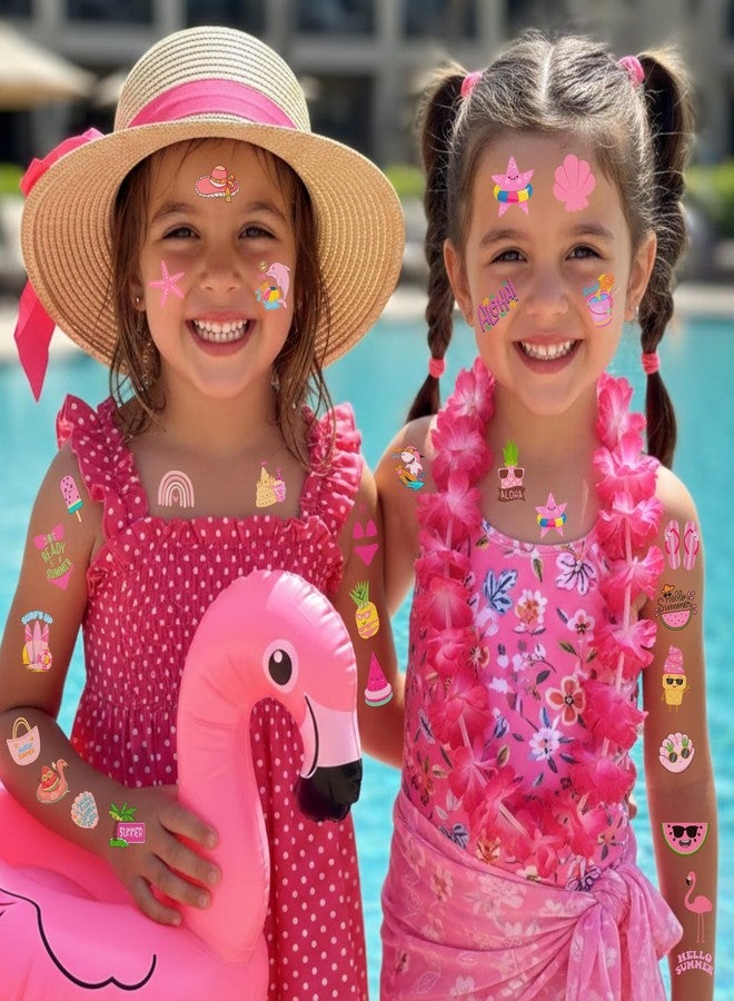 Backtopeia Pink Summer Temporary Tattoos - Summer Party Favors Supplies Summer Party Decorations Gift Idea For Kids Teen Adult Summer Stickers Hawaii Beach Vibes Luau Hawaiian Party Aloha Summer Holiday - Image 2