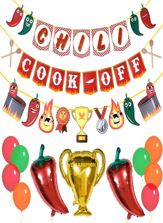 Pirese Chili Cook Off Decorations - Chili Pepper Decorations & Banner for Cookoff Parties, Chili Cook Off Supplies, Mexican Chili Peppers Decor, Fiesta Cooking & Spicy Pepper Party Decorations - Image 1