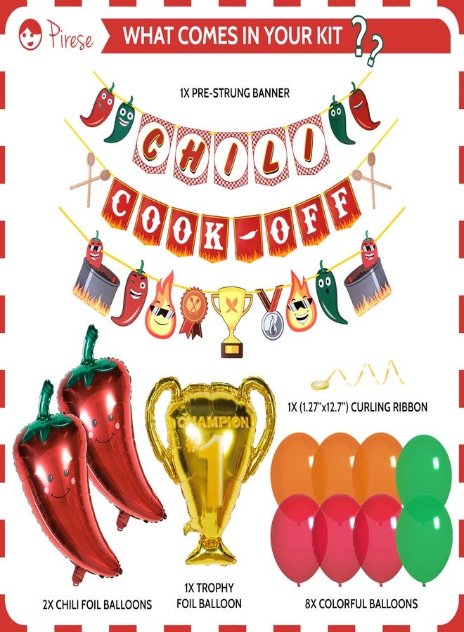 Pirese Chili Cook Off Decorations - Chili Pepper Decorations & Banner for Cookoff Parties, Chili Cook Off Supplies, Mexican Chili Peppers Decor, Fiesta Cooking & Spicy Pepper Party Decorations - Image 2