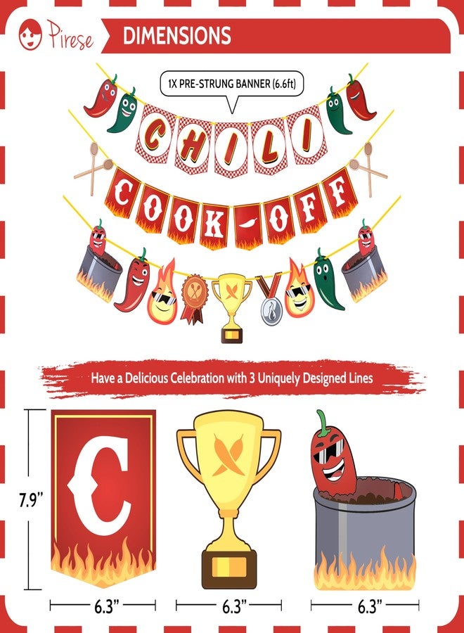 Pirese Chili Cook Off Decorations - Chili Pepper Decorations & Banner for Cookoff Parties, Chili Cook Off Supplies, Mexican Chili Peppers Decor, Fiesta Cooking & Spicy Pepper Party Decorations - Image 3
