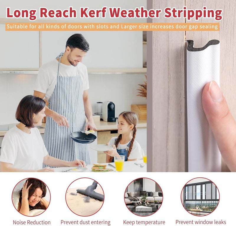 BISOTHAI 26 Feet Long Reach Door Weather Stripping Door Seal Strip, New Upgraded V-Shaped Replacement Kerf Weather Stripping for Door Frame Door Insulation, Easy Cut to Size(White) - Image 3