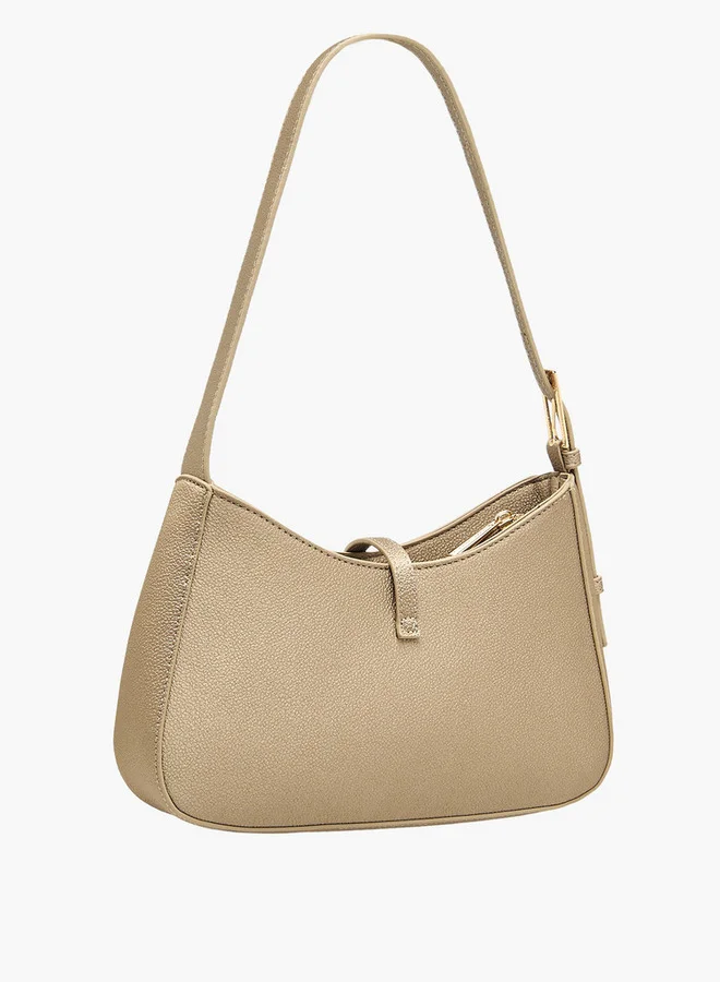 Flora Bella By Shoexpress Textured Shoulder Bag with Zip Closure