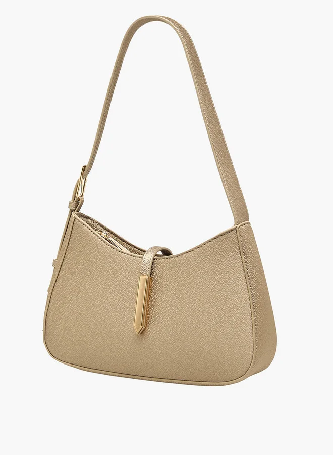 Flora Bella By Shoexpress Textured Shoulder Bag with Zip Closure