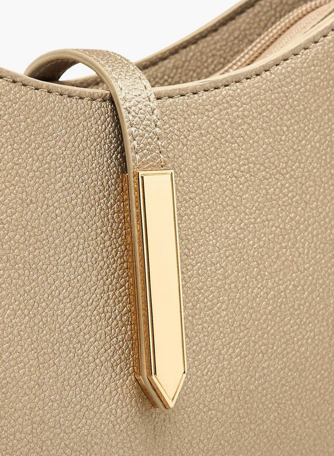 Flora Bella By Shoexpress Textured Shoulder Bag with Zip Closure