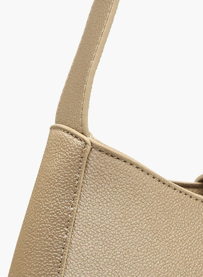 Flora Bella By Shoexpress Textured Shoulder Bag with Zip Closure