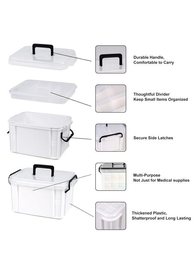 2-Layer Large Capacity Transparent Home Medicine Storage Box,Pill Box With Portable Handle Medicine Box First Aid Kit,Medical Classification Storage Medicine Box，Suitable For Home, Travel, Office Daily Medicine Storage(Transparent Gray) - Image 3