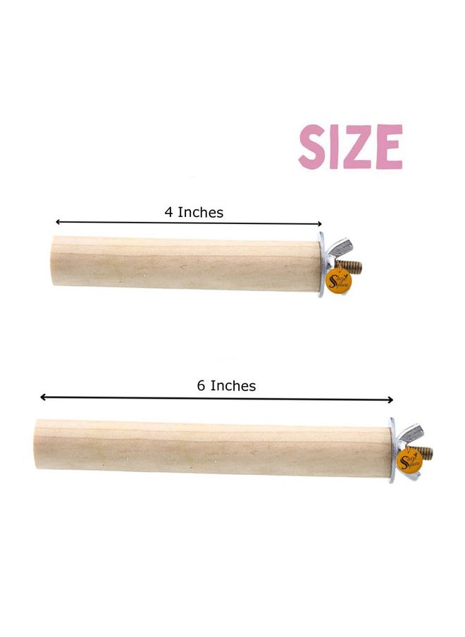 Sage Square Natural Wooden Bird Perch Set - 4 & 6 Inches | Ideal For Exercise, Play, Training, Enhance Cages & Prevent Foot Problems | Suitable For Finches, Parrot, Budgies, Cockatiel| Pack Of 2  - Image 5