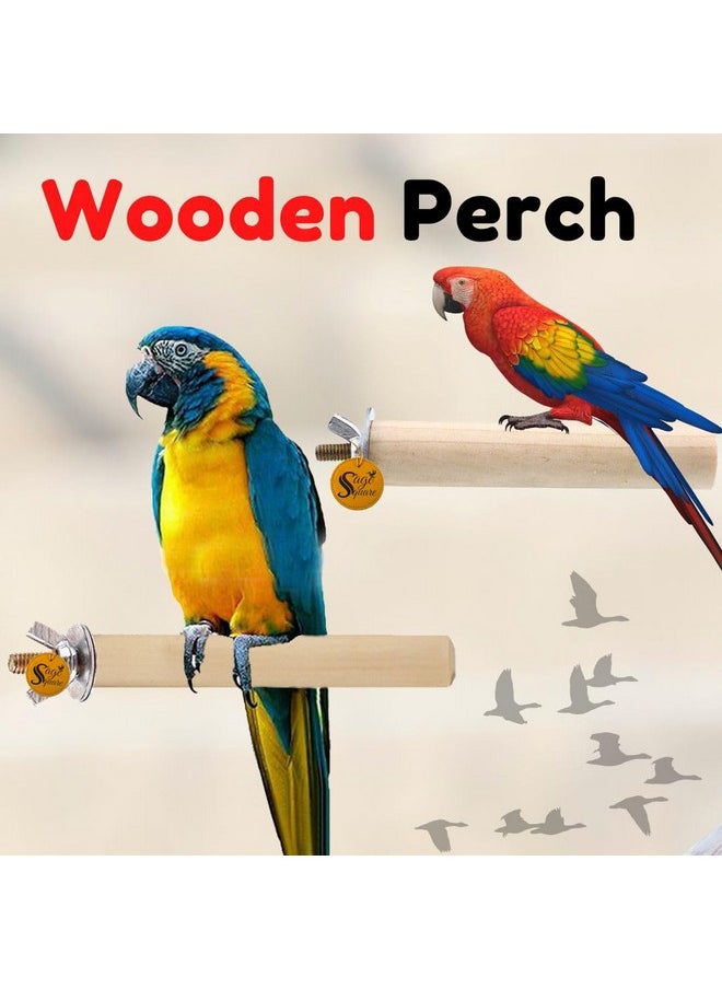 Sage Square Natural Wooden Bird Perch Set - 4 & 6 Inches | Ideal For Exercise, Play, Training, Enhance Cages & Prevent Foot Problems | Suitable For Finches, Parrot, Budgies, Cockatiel| Pack Of 2  - Image 2