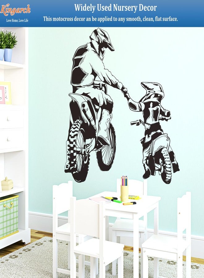 Kingarch Motocross Wall Decals Peel and Stick, Dad Son Vinly Removable Wall Stickers & Murals, DIY Wall Art Decor for Children’s Baby Boys Girls Bedroom Nursery Classroom Playroom - Image 3