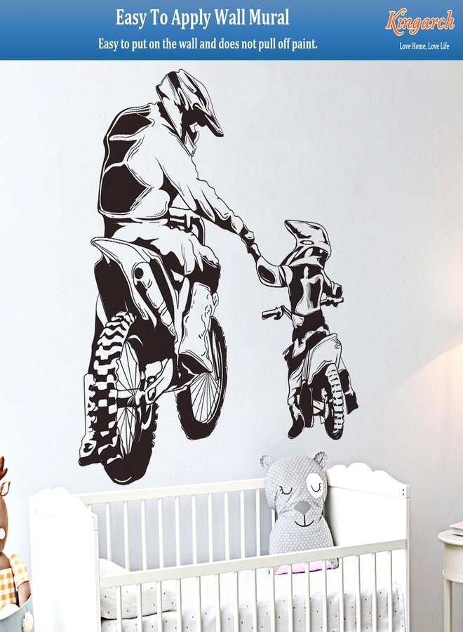 Kingarch Motocross Wall Decals Peel and Stick, Dad Son Vinly Removable Wall Stickers & Murals, DIY Wall Art Decor for Children’s Baby Boys Girls Bedroom Nursery Classroom Playroom - Image 5