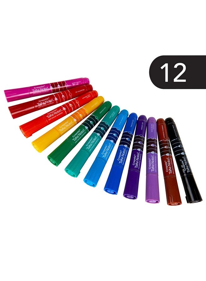 كرايولا أقلام تلوين كرايولا تيك نوت القابلة للمسح الجاف (12 قطعة) أقلام تلوين للسبورة البيضاء للمعلمين، خالية من الرائحة، ذات طرف مشطوف، لوازم مدرسية للفصول الدراسية - Image 3