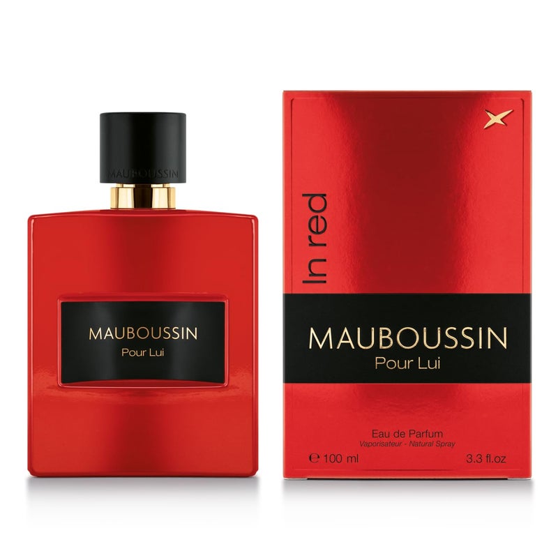 MAUBOUSSIN Mauboussin - Pour Lui In Red 100ml (3.3 Fl Oz) - Eau de Parfum for Men - Woody & Spicy Scents  - Image 1
