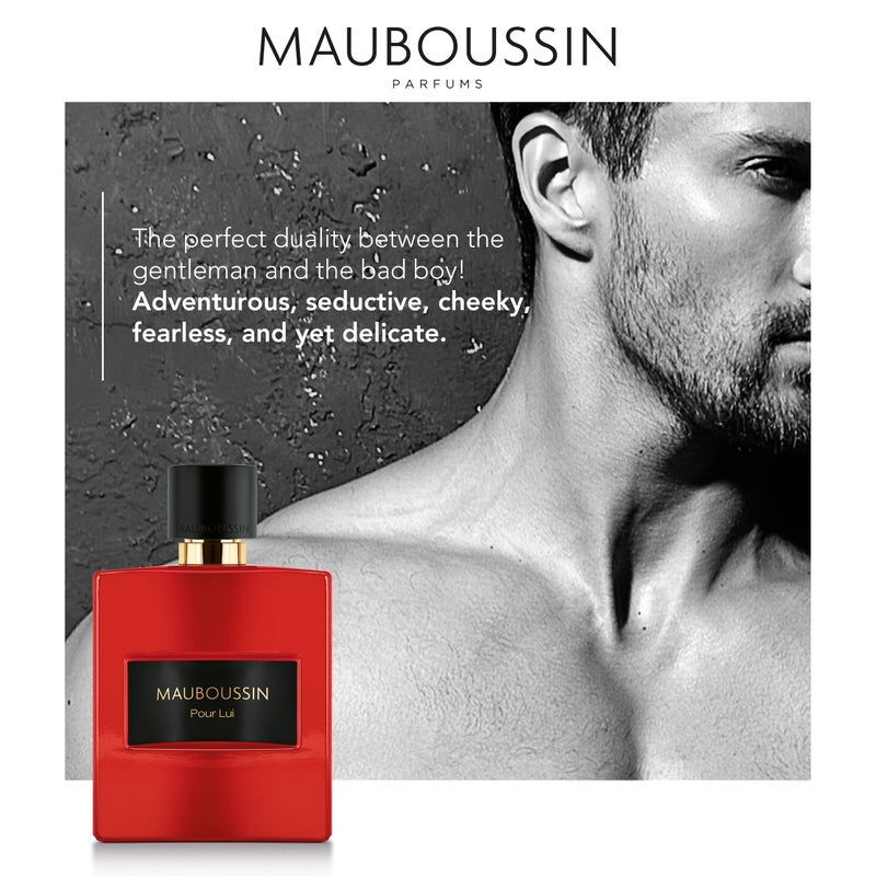 MAUBOUSSIN Mauboussin - Pour Lui In Red 100ml (3.3 Fl Oz) - Eau de Parfum for Men - Woody & Spicy Scents  - Image 4