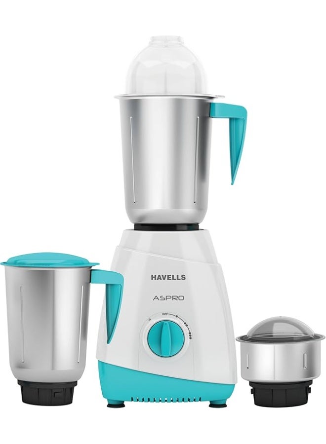 Havells Havells Aspro Neo 500 W Mixer Grinder– 3 Stainless Steel Jars (1.5 L, 1.5 L, 0.4 L), ACS Cooling, Overload Protector  - Image 1