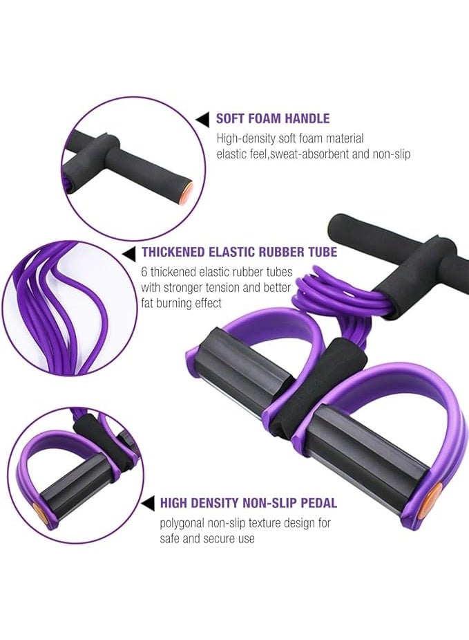 Multifunction Tension Rope, 6-Tube Elastic Yoga Pedal Puller Resistance Band, Natural Latex Tension Rope Fitness Equipment, for Abdomen/Waist/Arm/Leg Stretching Slimming - Image 4