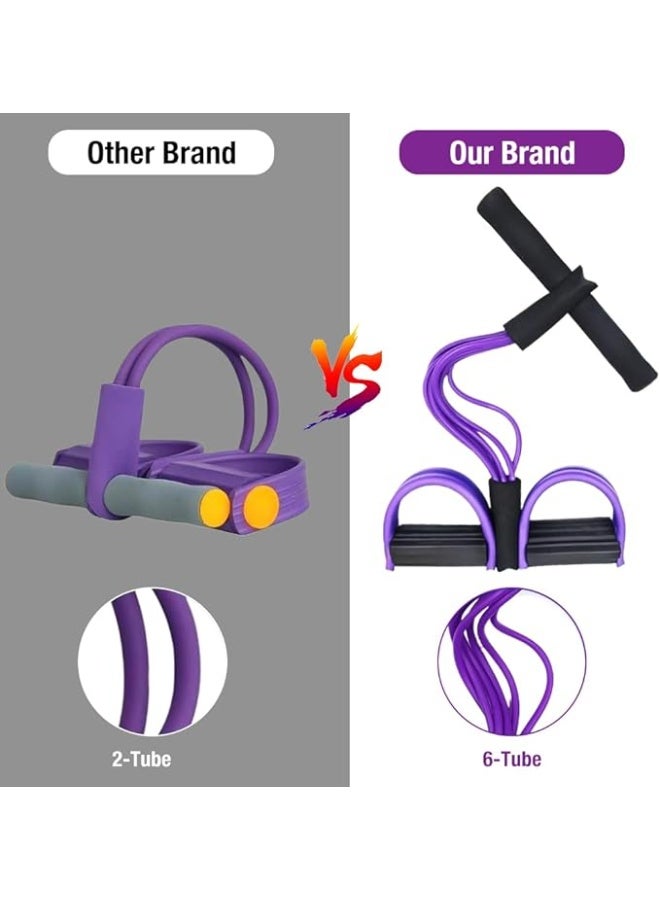 Multifunction Tension Rope, 6-Tube Elastic Yoga Pedal Puller Resistance Band, Natural Latex Tension Rope Fitness Equipment, for Abdomen/Waist/Arm/Leg Stretching Slimming - Image 2