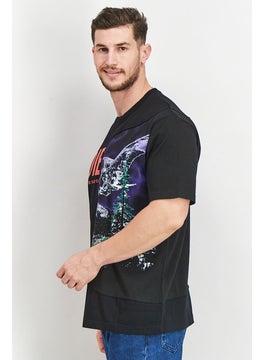 DIESEL Men Crew Neck Graphic Print Short Sleeve T-shirt, Black  - Image 3