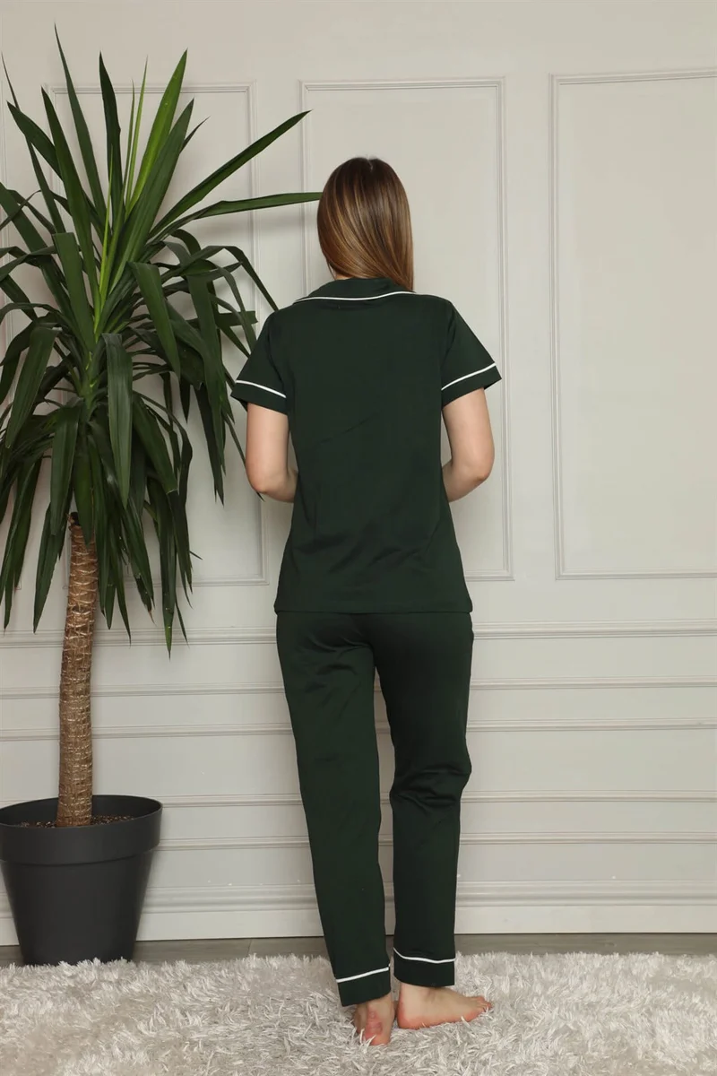 اكبينيز Women's 100% Cotton Front Button Short Sleeve Pajamas Suit 2823