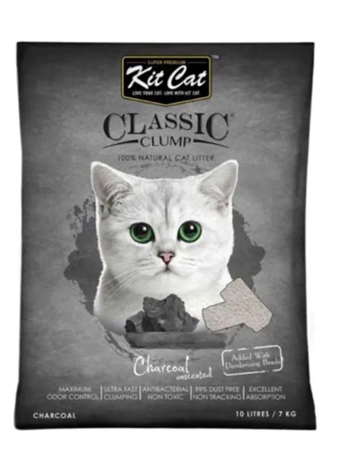 Kit Cat Classic Clump Charcoal Cat Litter- 10L - Image 1