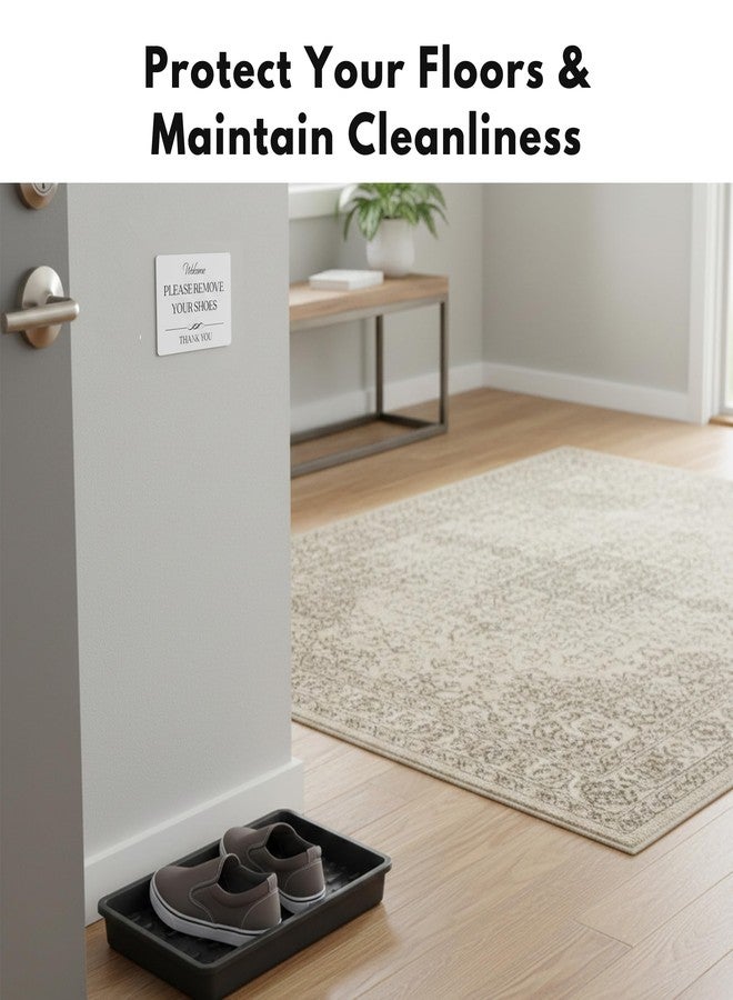 GLOBE ROCKET Please Remove Your Shoes Sign (White Acrylic 5 x 3.5 in) - Take Your Shoes Off Sign - Airbnb Essentials for Hosts - Vrbo Essentials for Hosts - Airbnb, Vrbo and Short-Term Rental Signs - Image 2