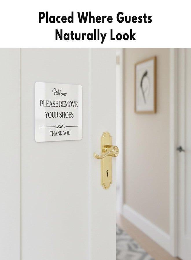 GLOBE ROCKET Please Remove Your Shoes Sign (White Acrylic 5 x 3.5 in) - Take Your Shoes Off Sign - Airbnb Essentials for Hosts - Vrbo Essentials for Hosts - Airbnb, Vrbo and Short-Term Rental Signs - Image 5