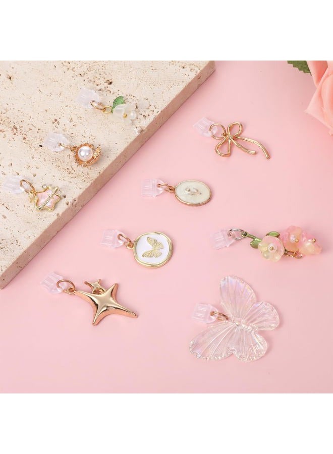 Qianyu 9Pcs Dust Plug Charm Type C Charging Port Protector Butterfly Bow Star Flower Design Anti-Dust Plugs Plastic Plugs Cover Accessories with Pendants Compatible with Type-C Devices Phone Tablets, 1.18 × - Image 4