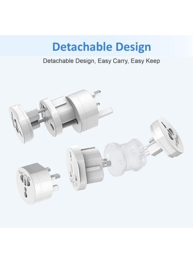 محول سفر عالمي متعدد المنافذ – متوافق مع مقابس دول مختلفة أكثر من 150 دولة | محول كهرباء للسفر بميزات أمان للأطفال وصغير الحجم - Image 2