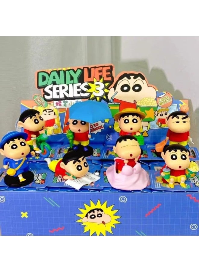Crayon Shin-chan Daily Series Three Generation Blind Box Nohara Shinjisuke Doll Desktop Ornaments Hand-held Car Doll Machine-Color:Three Random Models Of The Third Generation Xiaoxin (not Repeated)