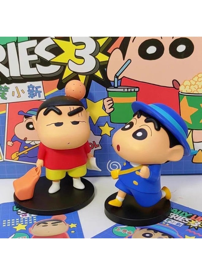 Crayon Shin-chan Daily Series Three Generation Blind Box Nohara Shinjisuke Doll Desktop Ornaments Hand-held Car Doll Machine-Color:Three Random Models Of The Third Generation Xiaoxin (not Repeated)