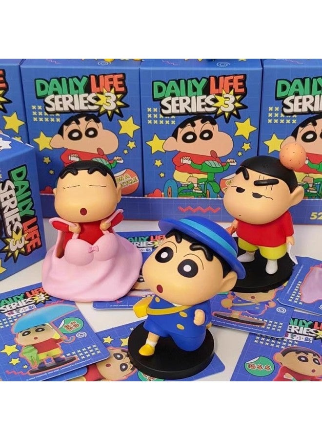 Crayon Shin-chan Daily Series Three Generation Blind Box Nohara Shinjisuke Doll Desktop Ornaments Hand-held Car Doll Machine-Color:Three Random Models Of The Third Generation Xiaoxin (not Repeated)
