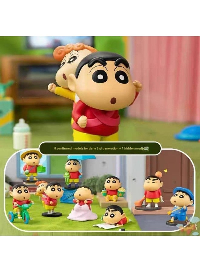 Crayon Shin-chan Daily Series Three Generation Blind Box Nohara Shinjisuke Doll Desktop Ornaments Hand-held Car Doll Machine-Color:Three Random Models Of The Third Generation Xiaoxin (not Repeated)