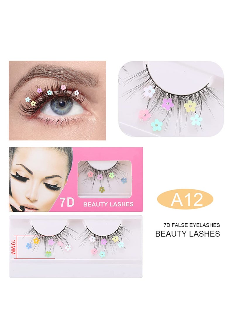 3D Fluffy False Eyelashes with Heart Sequins, Reusable Wispy Lashes for Daily Makeup, Parties, Weddings and Cosplay (3 Pairs) - Image 3