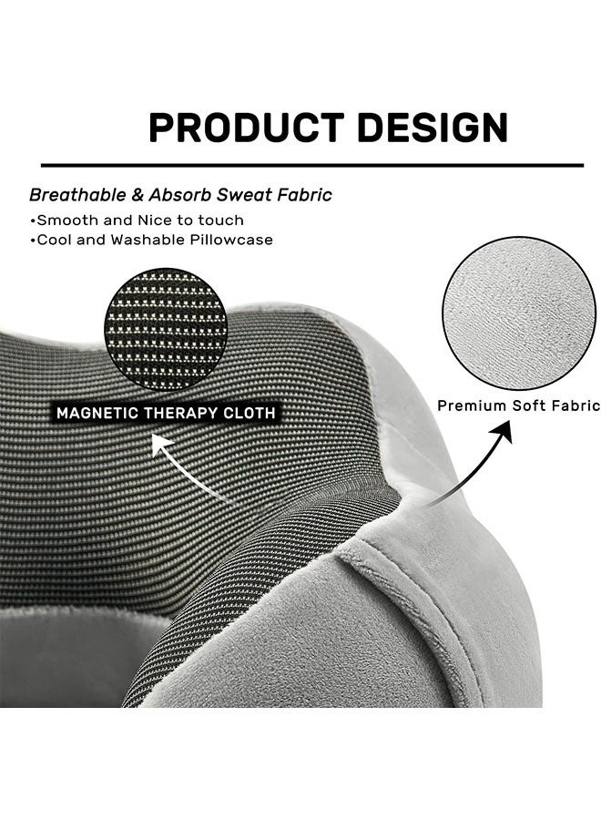 وسادة سفر 100% وسادة رقبة من إسفنج الذاكرة للسفر، وسادة دعم للرقبة والرأس للنوم والراحة في السيارة، وسادة رقبة على شكل حرف U طقم سفر وسادة طيران محمولة مع أقنعة عين ثلاثية الأبعاد وسدادة أذن للطائرة والقطار والسيارة والمكتب المنزلي - رمادي - Image 5