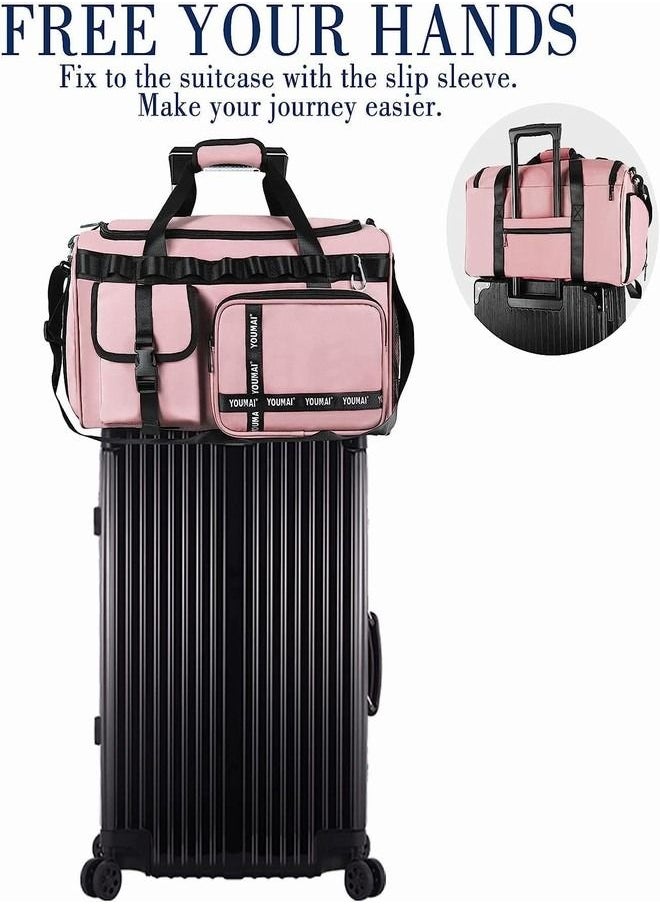 Tiokkss - Gym Bag 2 in 1 Travel Bag, 45 L Portable Travel Lightweight Waterproof Travel Luggage Hand Carry Bag for Weekender Sports, Gym, Vacation Weekend Bag for Men Women (Pink) - Image 1