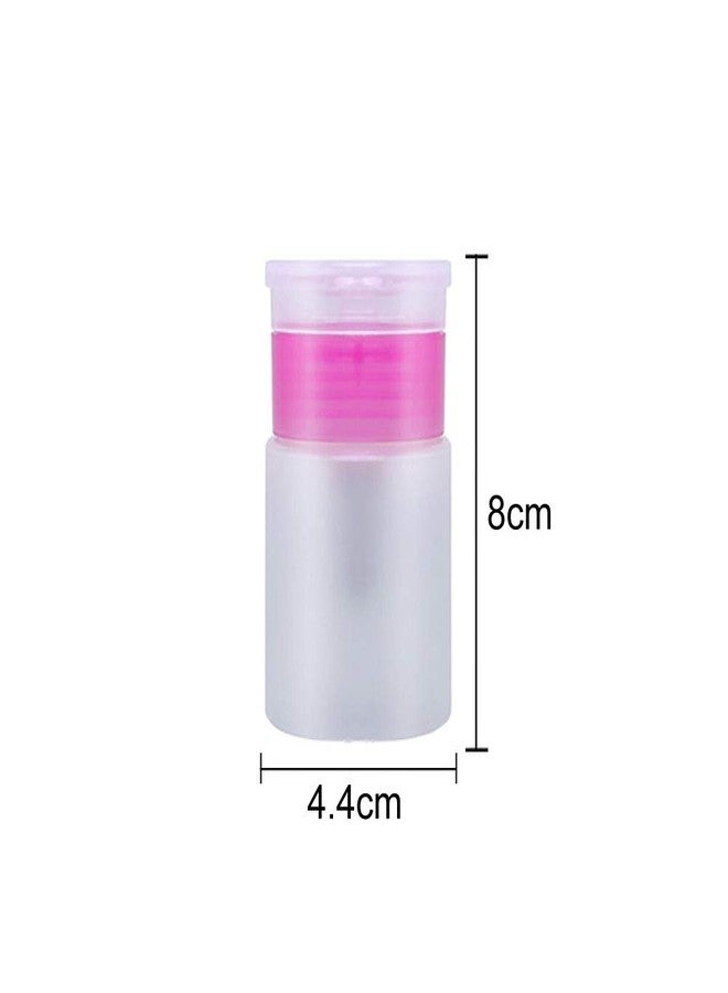 lasenersm 4 Pieces 60ml Push Down Empty Pump Dispenser Bottle Nail Polish Remover Pump Empty Bottle Dispenser with Flip Top Cap for Nail Polish Remover Makeup Organizer Travel Bottle - Image 2