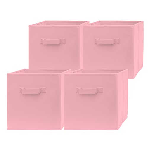 Pomatree 13 Inch Cube Storage Bins - 4 Pack - Large, Dual Handles, Foldable | 13x13 Fabric Bins for Organizing Closet, Clothes and Toys - Image 1