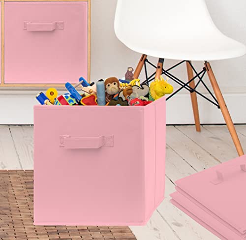 Pomatree 13 Inch Cube Storage Bins - 4 Pack - Large, Dual Handles, Foldable | 13x13 Fabric Bins for Organizing Closet, Clothes and Toys - Image 5